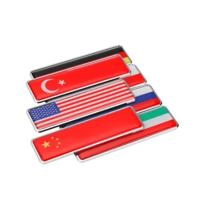 100 Adet Ülke Bayrakları Damlalı Alüminyum Sticker Uzun