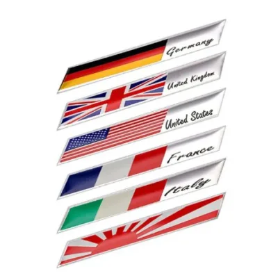 Ülke Bayrakları Çubuk Tasarımlı Alüminyum Sticker Etiket