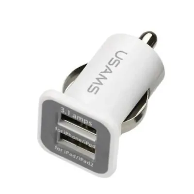 Usams Çift Usb Çakmaklık Şarj Adaptörü Beyaz