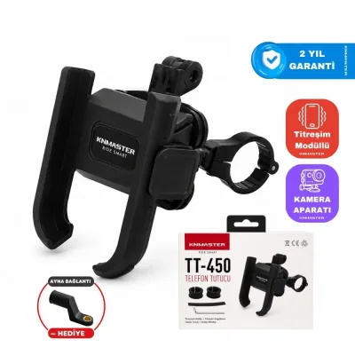 Knmaster TT450 Titreşim Önleyicili Motosiklet Telefon Tutucu (Kamera Bağlantılı)