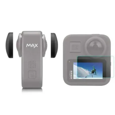 GoPro Max 360 Action Uyumlu Temperli Cam Ekran Koruyucu ve Lens Koruma Kapağı Seti