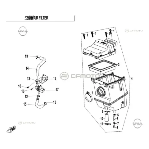 CFMoto CF 250-6 SR (EU 5) (2022) Hava Filtresi Komple (E5) – 3. fotoğraf