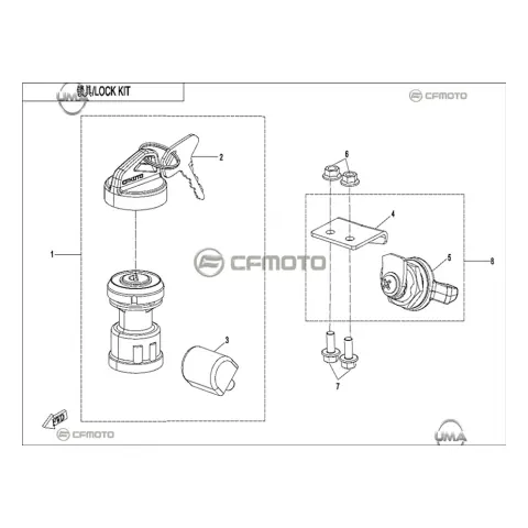 CFMoto Zforce 950 Sport-4 (CF1000STR-3L) (T1B) (2026) Kilit Seti