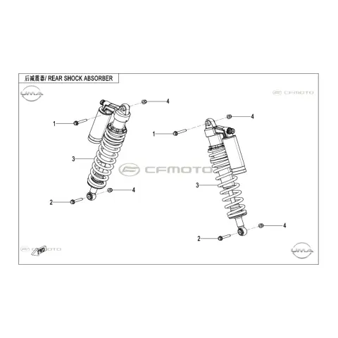 CFMoto Zforce 950 Sport 4 CF1000STR 3L Arka Amortisör (Kırmızı)