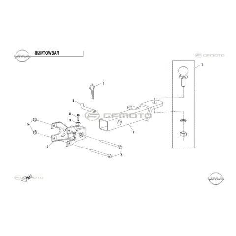 CFMoto Cforce 1000 Low (CF1000ATR-2) (T3B) Çeki Topuzu Bağlantı Braketi