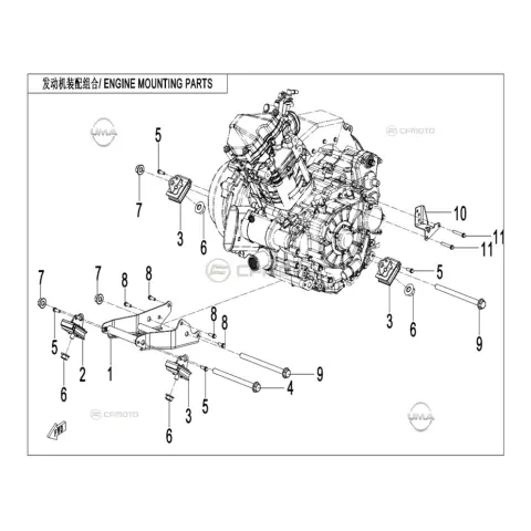 CFMoto Cforce C4 Long (CF400ATR-7L C4) (T3B) Motor Destek Takozu (55HA) – 1. fotoğraf