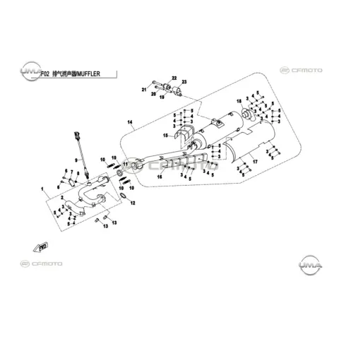CFMoto Uforce 550 UTV Egzoz Bağlantı Braketi